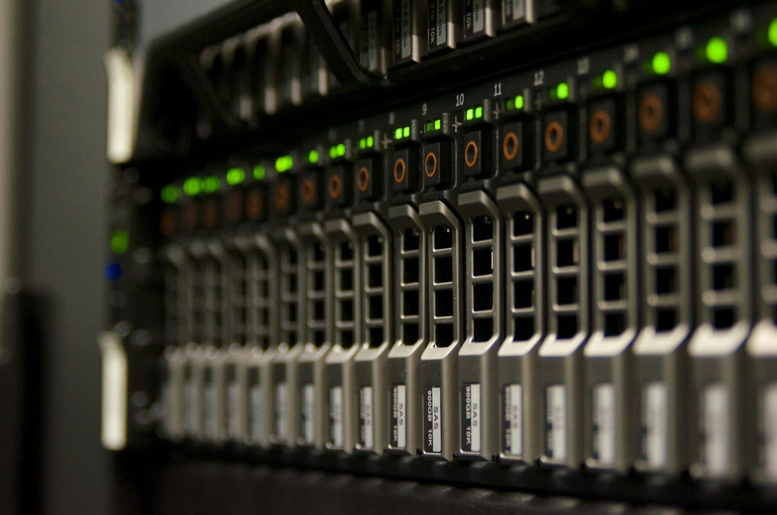 Data center server rack with status lights