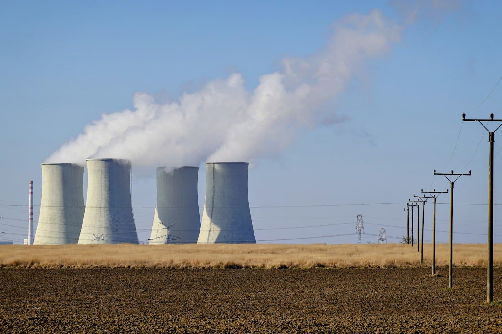Power plant cooling towers and transmission lines